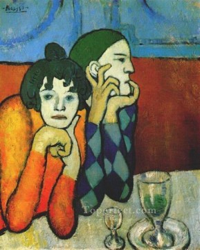  his - Harlequin and his companion 1901 cubist Pablo Picasso